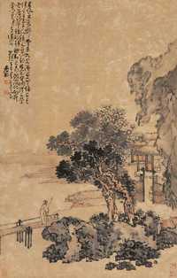 黄慎 1762年作 山林访旧图 立轴